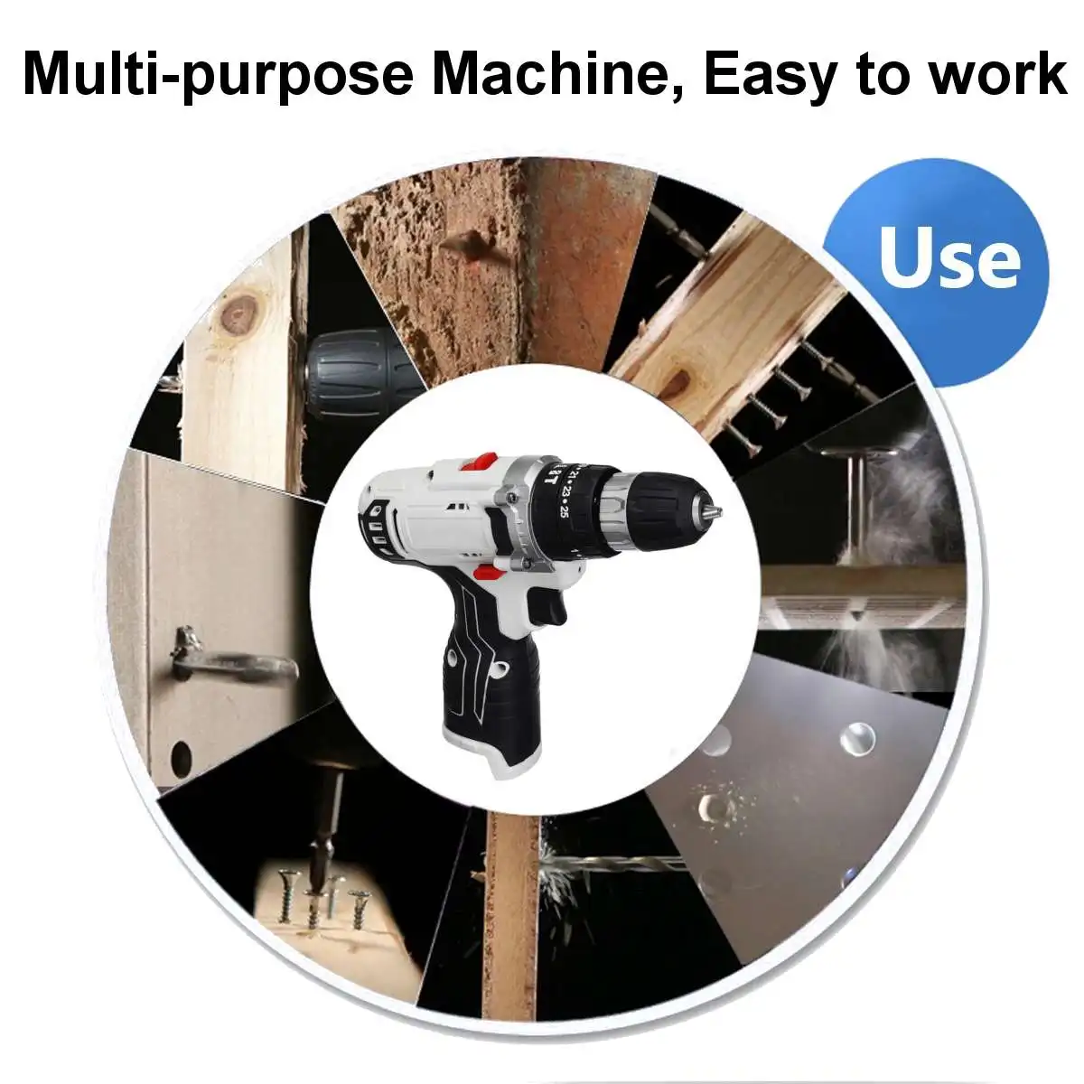 

4000rpm 520N.m.Cordless Electric Drill 3/8'' Electric Drill With Impact Drill Electric Screwdriver Fit for 16.8V Makita Battery