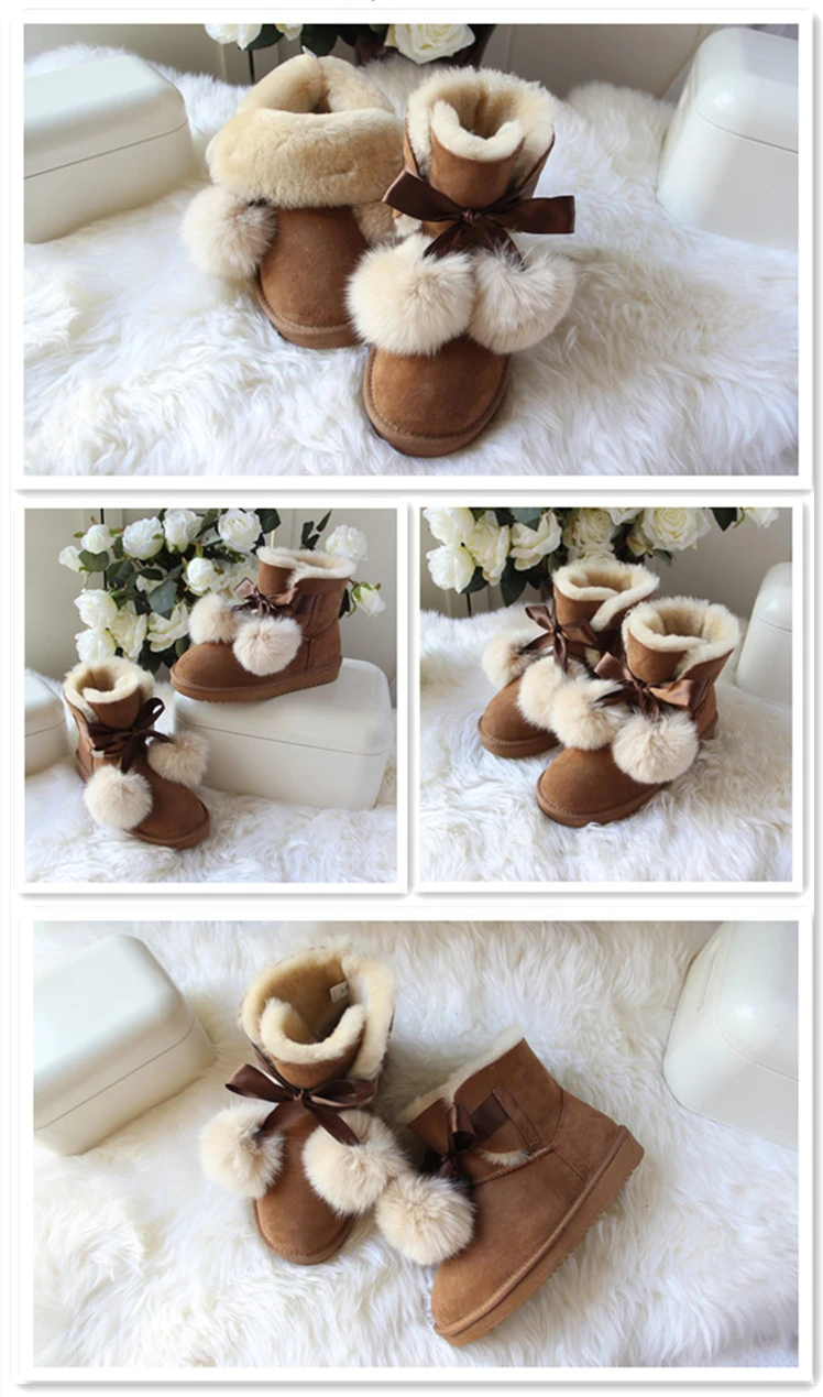 SHUANGGUN Free shipping! New Brand Natural Sheepskin Leather snow boots for women Real Wool inside lady winter warm Boots