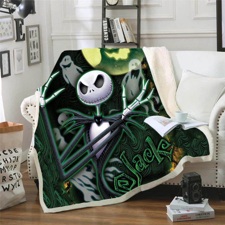 

The Nightmare Before Christmas Jack Skull Sherpa Blanket Plush Velvet Warm Sheet Cartoon Office Nap Blanket JACK-0021