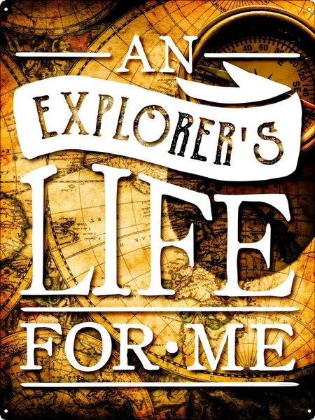 

Tin Sign An Explorers Life For Me Yellow Home Decor Coffee Bar Decoration
