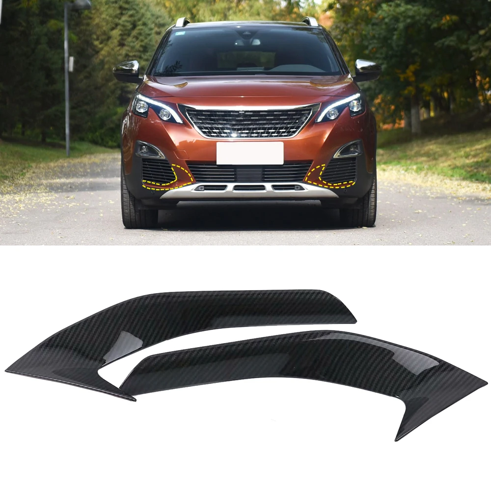 

For Peugeot 3008 2017-2020/5008 2017-2018 Carbon Fiber Front Fog Light Lamp Eyebrow Cover Foglight Accessories Car Styling
