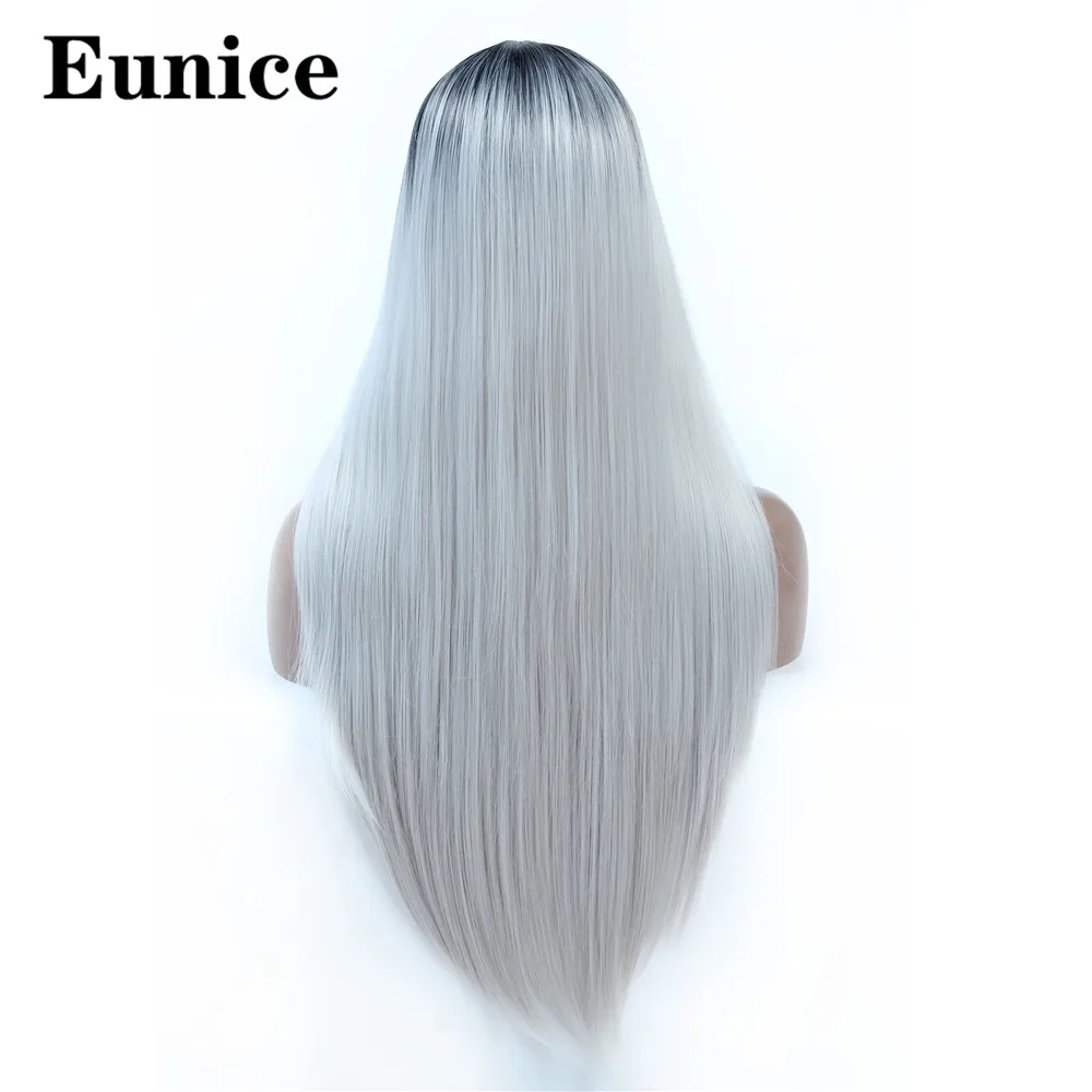Ombre light gray Синтетический Средний парк темный корень женский черный длинные шелковистые прямые парики Омбре Красный Розовый Синий Коричневый Серый косплей парики для женщин - Цвет: Ombre light gray