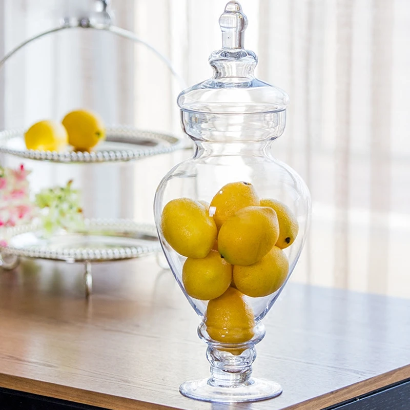 Европейская большая прозрачная банка для конфет стеклянный резервуар с крышкой