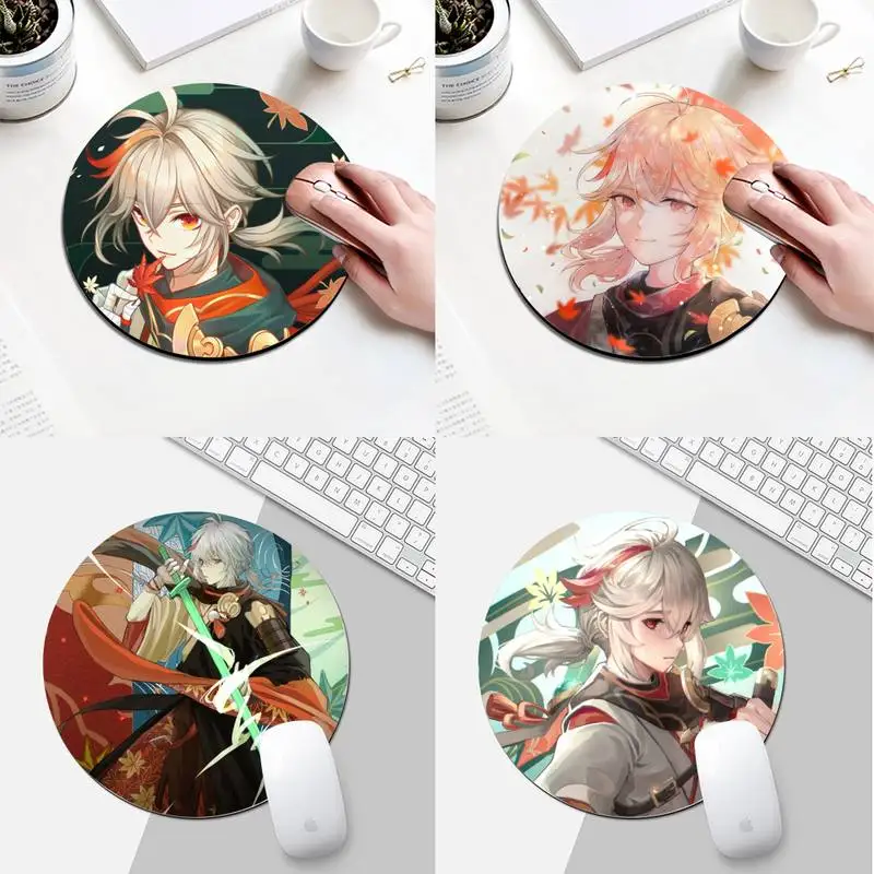 

Большой/маленький коврик для мыши Аниме Genshin Impact kaedeхара Kazuha, игровой круглый Настольный игровой коврик для ПК, ноутбука, круглый коврик для ...