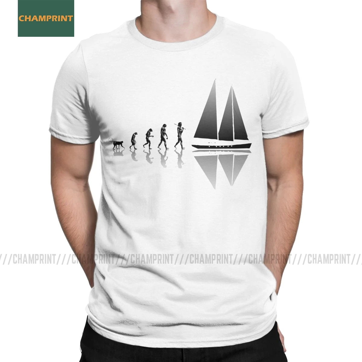 Sailing Evolution-camisetas de algodón para hombre, camisa de manga corta con estampado de barco de mar, vela, Océano, velero, yate, Tops de verano