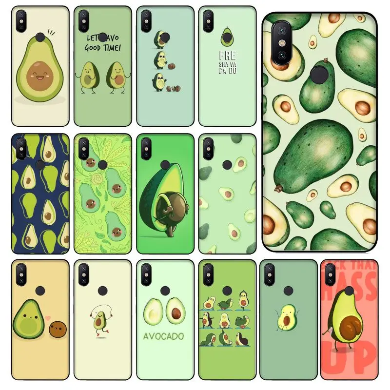 Авокадо эстетическое милый черный мягкий кейс для телефона чехол Redmi 8 K20 Note4 Note5 5A 7