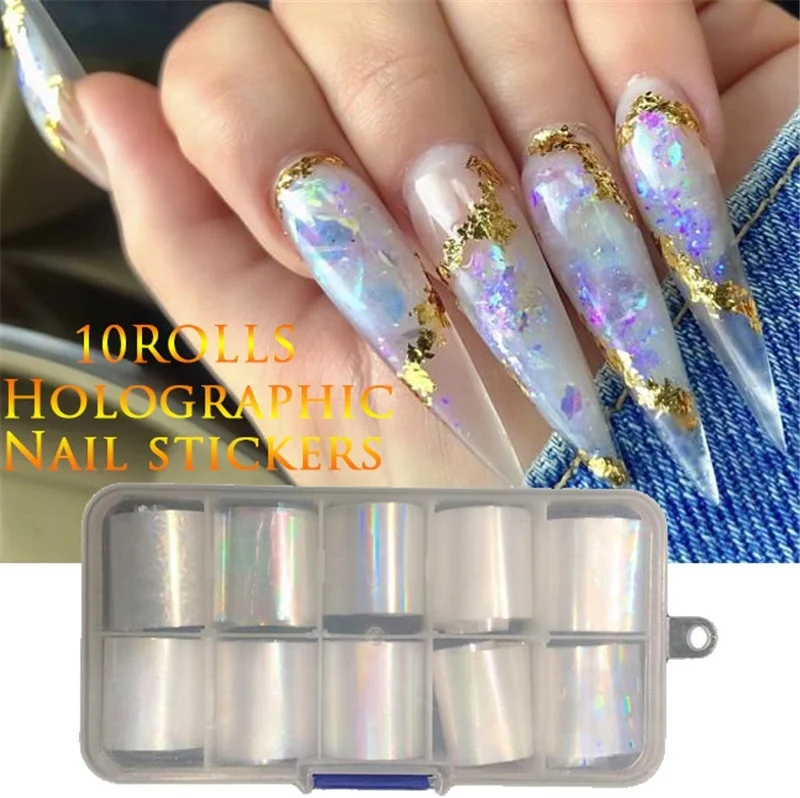 10 шт./компл. голографический лак для ногтей Фольга Push Up комплект нижнего белья