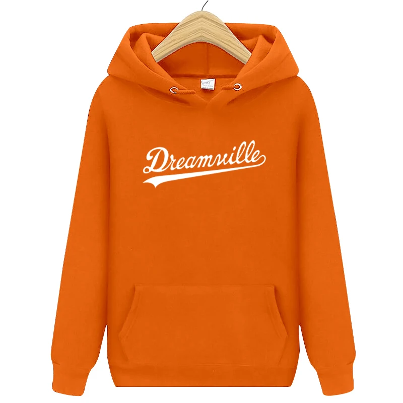 Модные Новинка; худи Для мужчин хип-хоп DREAMVILLE Коул Логотип с капюшоном Swag письмо флисовые J худи с принтом Cole зимние толстовки Мужские пуловер - Цвет: Orange2