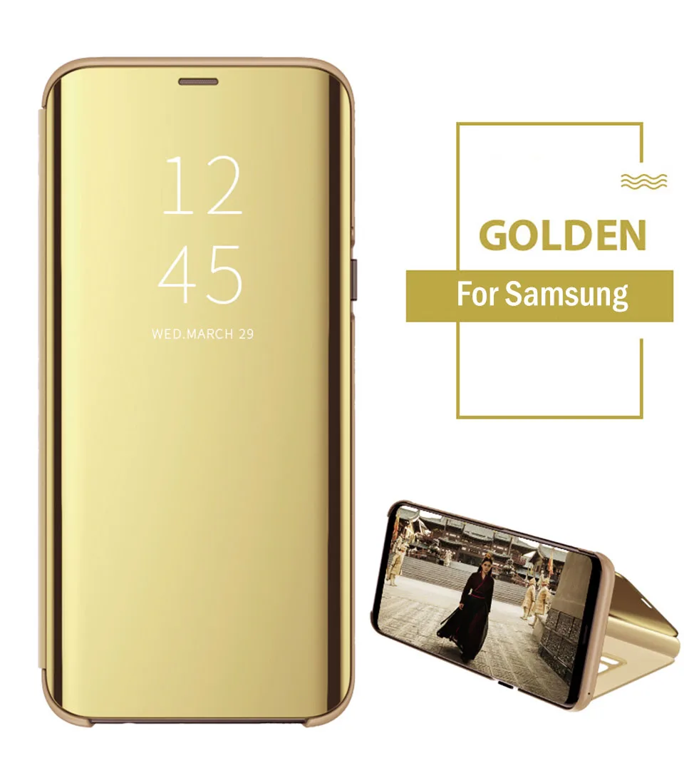 Чехол-книжка на подставке зеркальный чехол для samsung Galaxy S8 S9 S10 S7 край A7 A6 A8 A9 J8 J4 J6 плюс A5 A3 A30 A20 A10 M10 M20 сумка