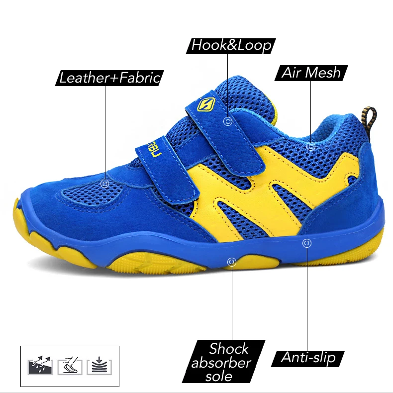 

Children Shoes For Boys Sneakers Running Kids Sport Shoes Net Mesh Leather Breathable Tpr Lightweight Student School Shoes