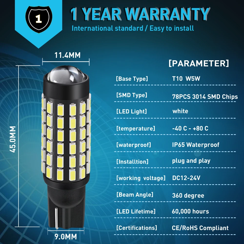 Габаритные парковочные огни T10 LED Canbus W5W 168 194 для Mercedes Benz W211 W221 W220 W163 W164 W203 C E SLK GLK CLS M