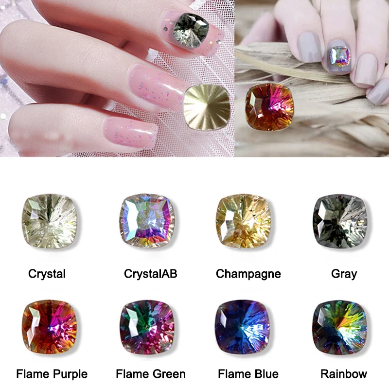 Искусство ногтей Стразы калейдоскоп квадратные высококачественные стеклянные