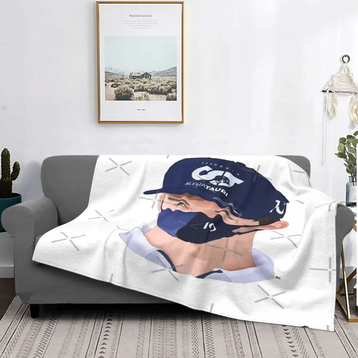 

Pierre Gasly-colcha a cuadros para cama, manta de muselina 150, textil de роскошный для el доме