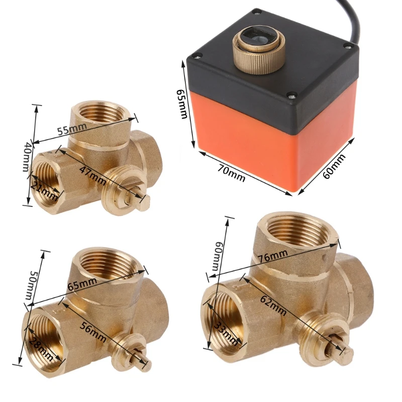 

AC220V 3 Way 3 Wire 2 Control Motorized Ball Valve Electric Actuator DN20