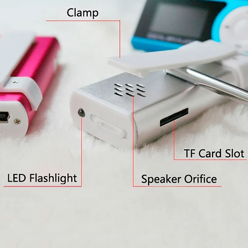 Высокое качество Мини Клип ЖК экран MP3 музыкальный плеер с фонариком Поддержка TF