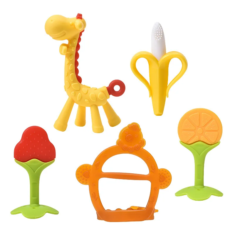 

Baby Teether Toys Toddle Safe Baby Silicone Teething Ring BPA Free Banana Teethers For Teeth Infant Pacifier Chains Accessories