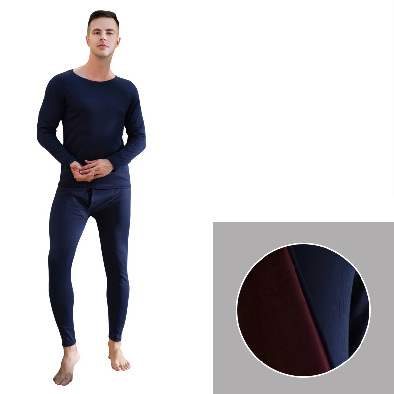 2 шт./компл. Long Johns Для мужчин зимняя женская обувь Термальность костюм Новые Теплые Термальность зимнее нижнее белье, одежда для сна длинная рубашка Off White - Цвет: Mens navy