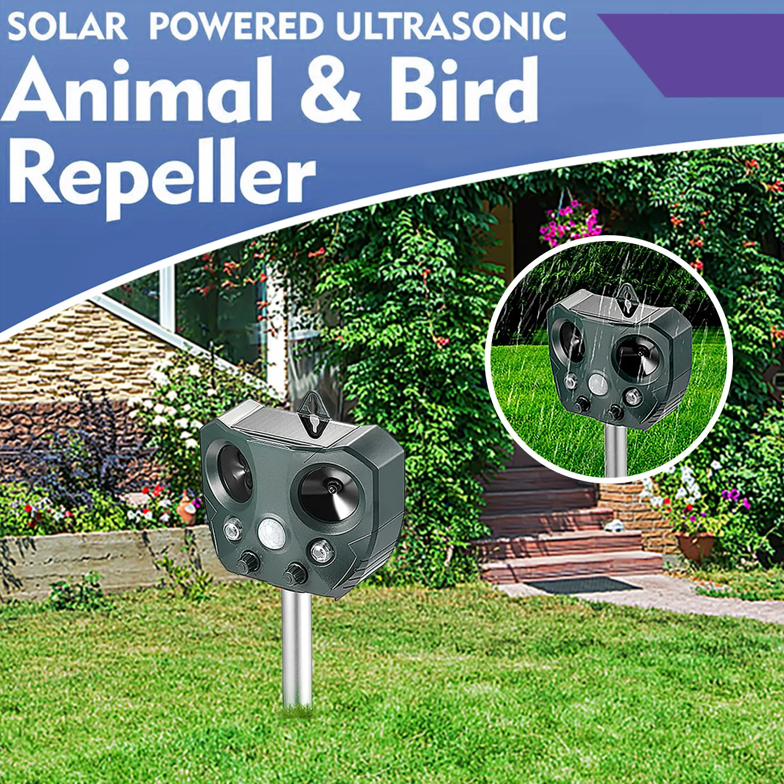 Инфракрасный отпугиватель животных для сада ультразвуковой садовый защитный