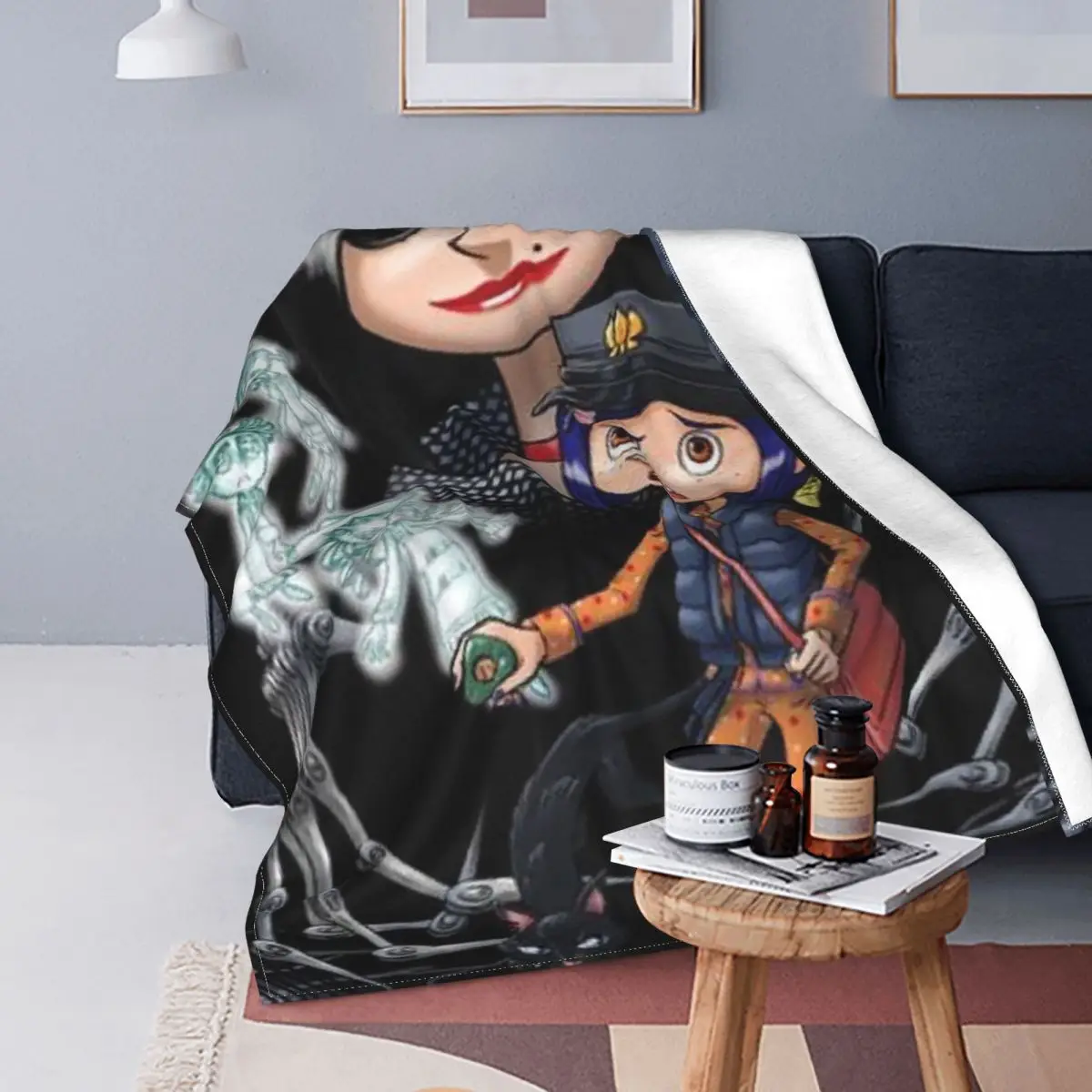 

Animation Coraline Flannel Blankets the Secret Door Halloween Horror Girl Customized Throw Blankets for Home Bedspreads
