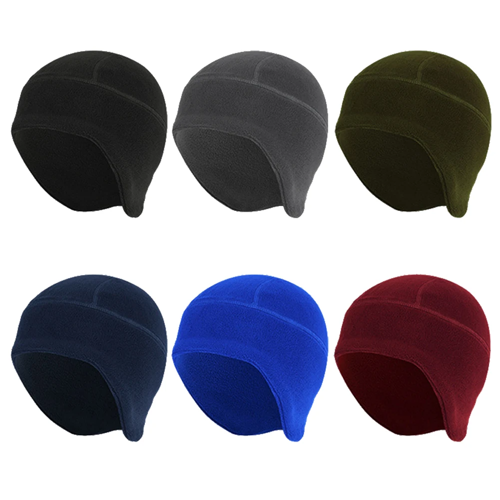 

Winter Warm Cap Soft Men Ski Cycling Polyester Solid Color Beanie Hiking Spring Fleece Running Windproof Headwear