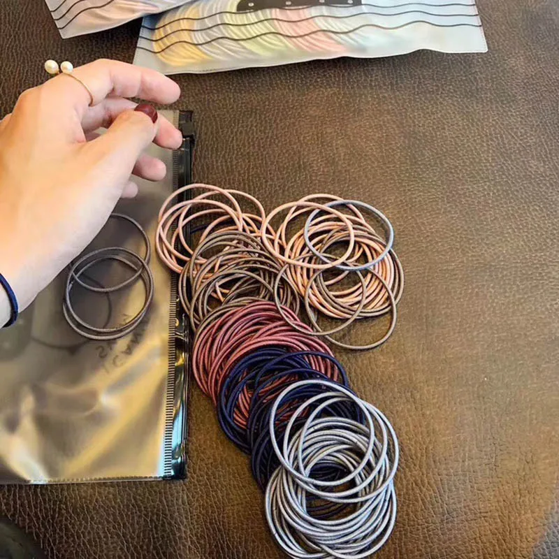 

100Pcs Ties Hair Bands Hairpins Hair Accessories Women Rubber Bands Scrunchie Elastic Hair Bands Girls Headband Decorations