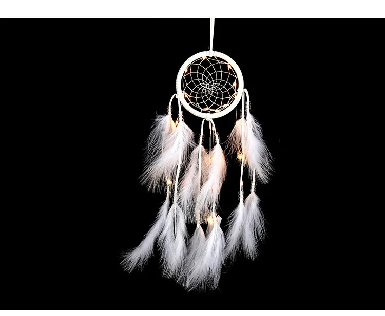 55 см Ловец снов светодиодный светильник ручной работы винтажные перышки