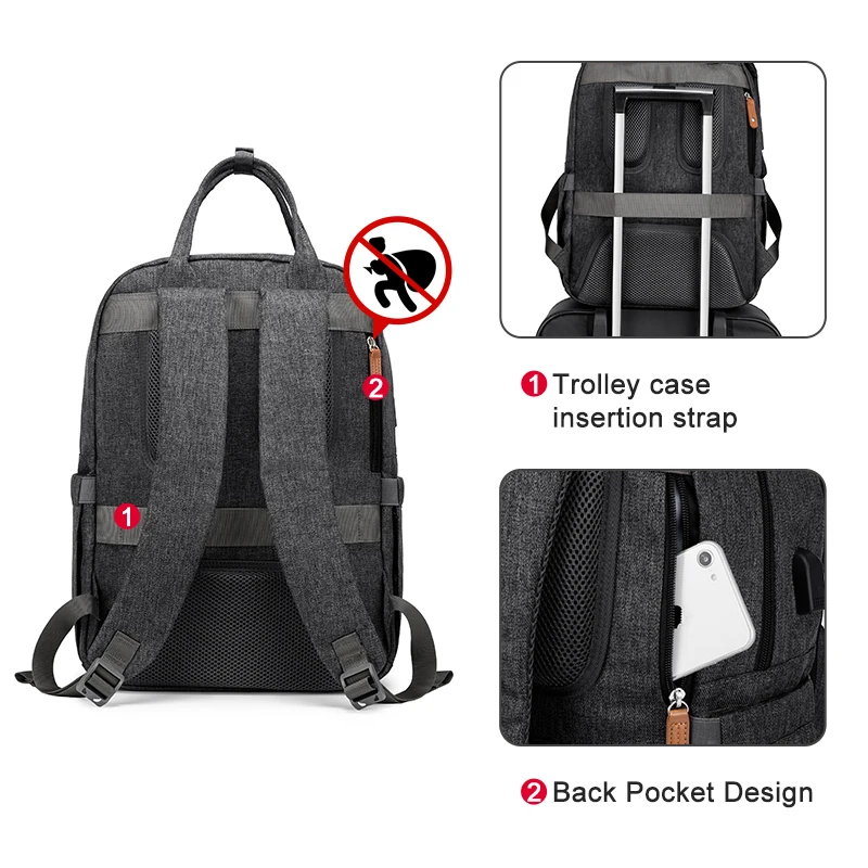 

LOVEVOOK laptop backpacks women multifunctional canvas backpacks unisex waterproof anti-thieft backpacks for school/work/travel