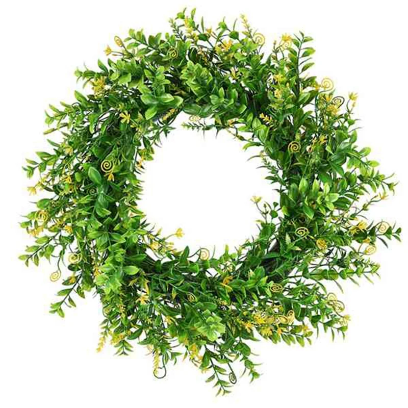 

Artificial Green Wreath for Front Door Outdoor Greenery Leaves Wreath for Home Office Wedding Party Window Wall Decor