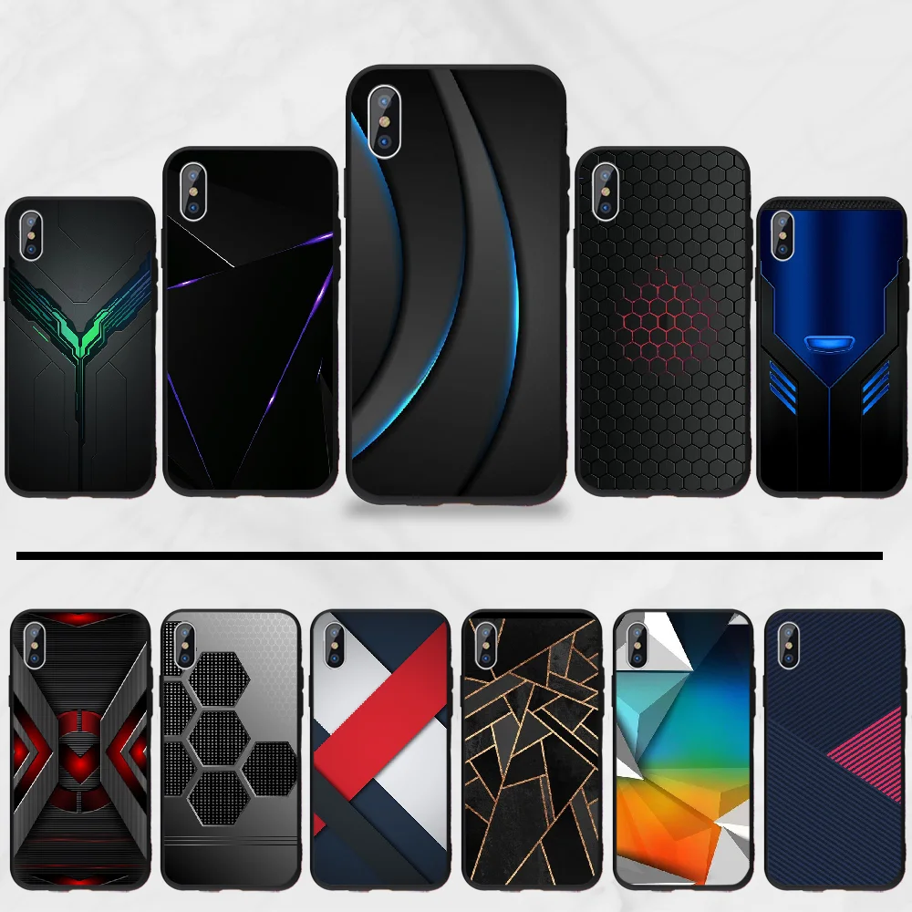 

Geometricaesthetic luxury men Black TPU Soft Rubber Phone Cover For iphone 5 5s 5c se 6 6s 7 8 plus x xs xr 11 pro max