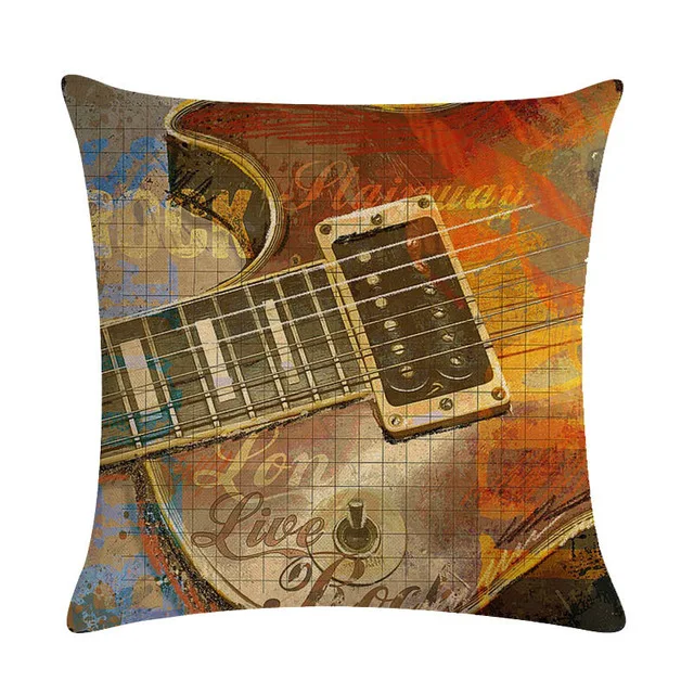 

Oil Painting Moive Guitar Art Cushion Cover Home Bedroom Hotel Car Decoration Cushion Cover Wedding Personality Gift 45x45cm ..