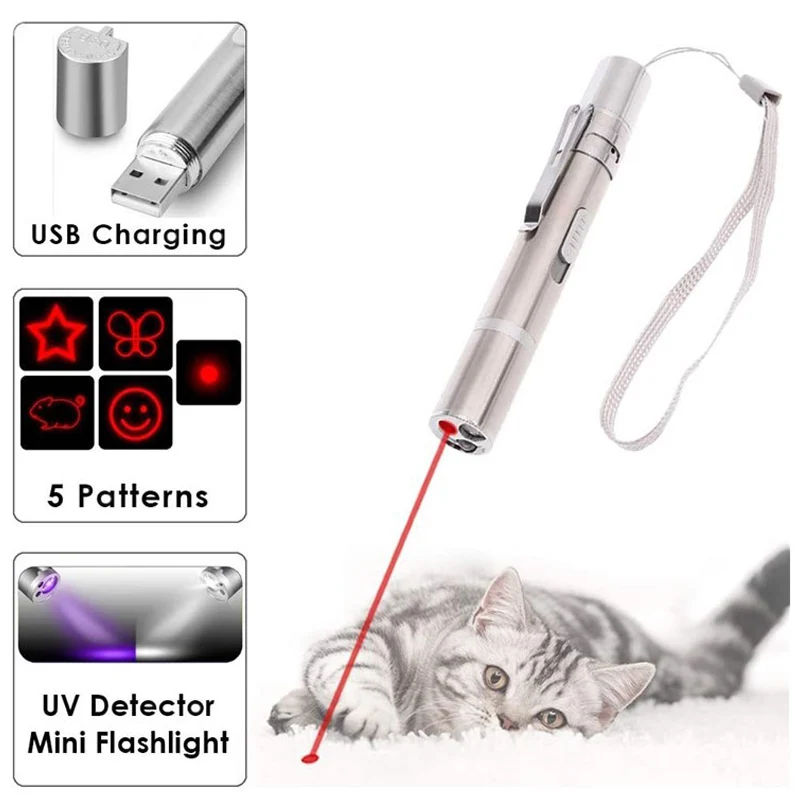 

USB перезаряжаемая Лазерная забавная кошка-палочка 3 в 1, портативный мульти-узор, фонарик, забавная ручка для кошки, искусственная игрушка дл...