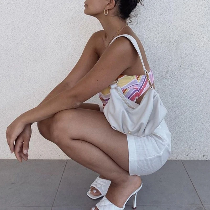 

Women Rainbow Striped Print Strapless Tube Top Sexy Off Shoulder Backless Satin Bandeau Summer Wrapped Chest Party Vest