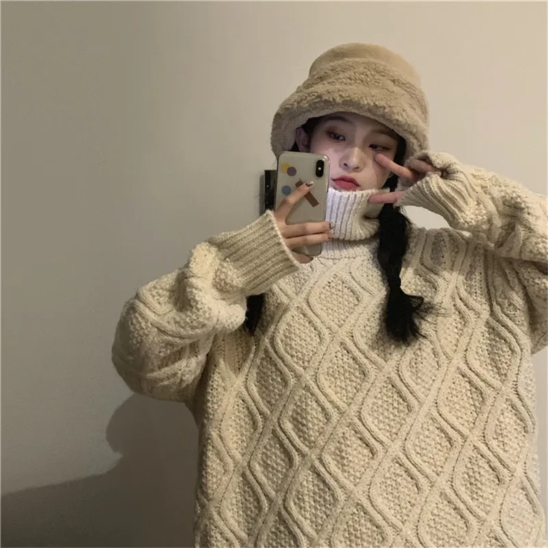 Женский свитер-водолазка с длинным рукавом в винтажном стиле | Женская одежда