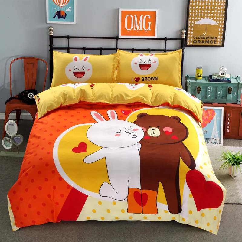 Лучший. WENSD роскошный 3d постельное белье из хлопка с рисунком «hello kitty» 3/4 шт., простыня, пододеяльник, со шнурком, комплекты «king», «queen» Детская мультяшная одежда