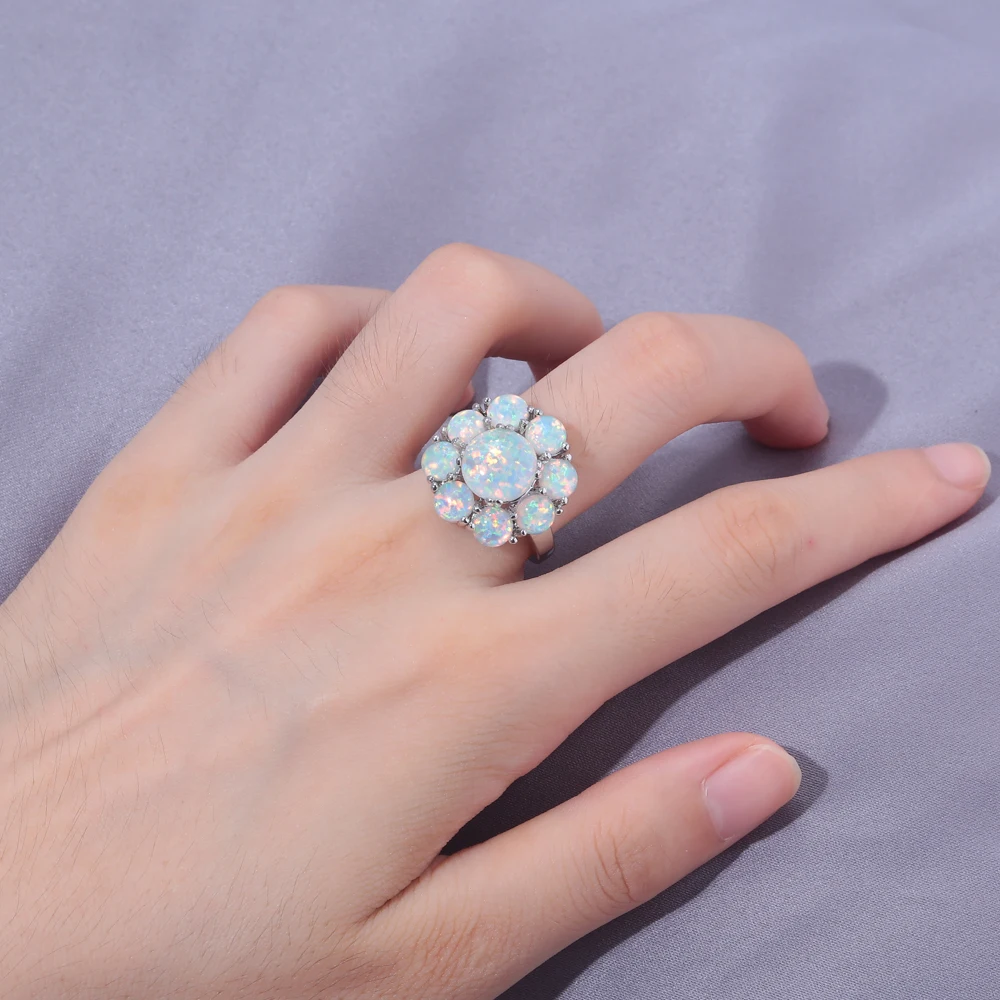 Кольца CiNily White Created Fire Opal посеребренное кольцо с цветком для женщин оптовая
