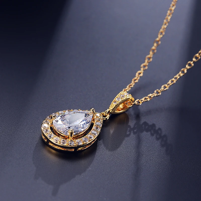 Uilz Мода белое золото ожерелье с подвеской капелькой слезинкой для женщин