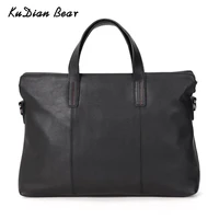 kudian bear men handbag leather tote bag business briefcase casual shoulder bag computer document bags bix429 pm49