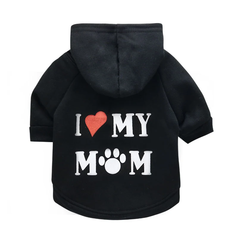 

Cute Letters Print Pet Dog Clothes I Love My Mom Printed Cat Dogs Hoodie Autumn Winter Dog Coat Jacket Chihuahua Doggie Costume