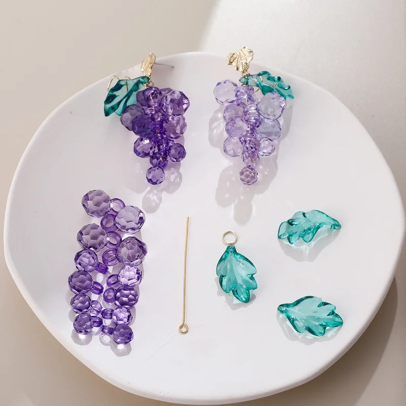 Летние стеклянные подвески из фиолетового винограда акриловые для рукоделия