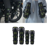 4 piece reflective knee elbow pads motorcycle riding with green reflective strips four seasons windproof winter warm leggings