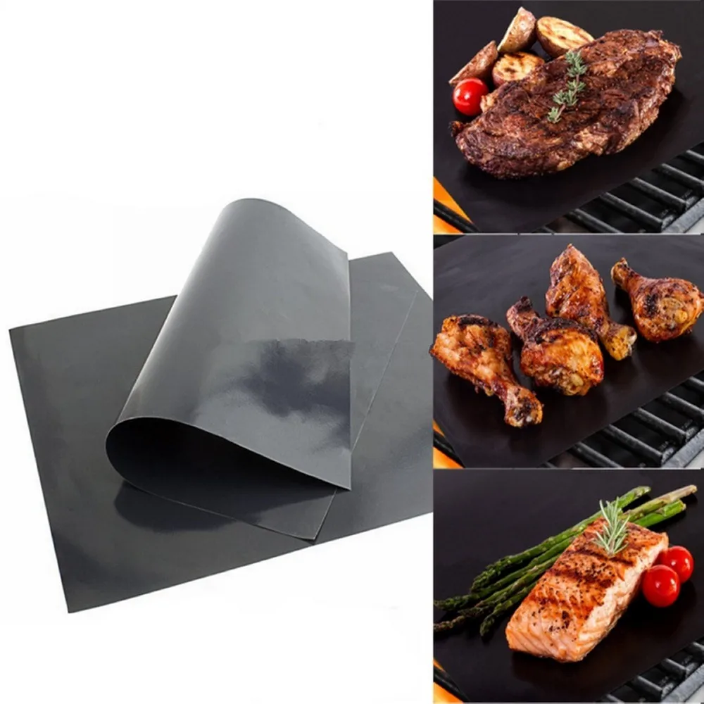 2pcs Non-Stick BBQ Grill Mat Pad Outdoor Picnic Cooking Barbecue Tool 40*33cm Baking Reusable |