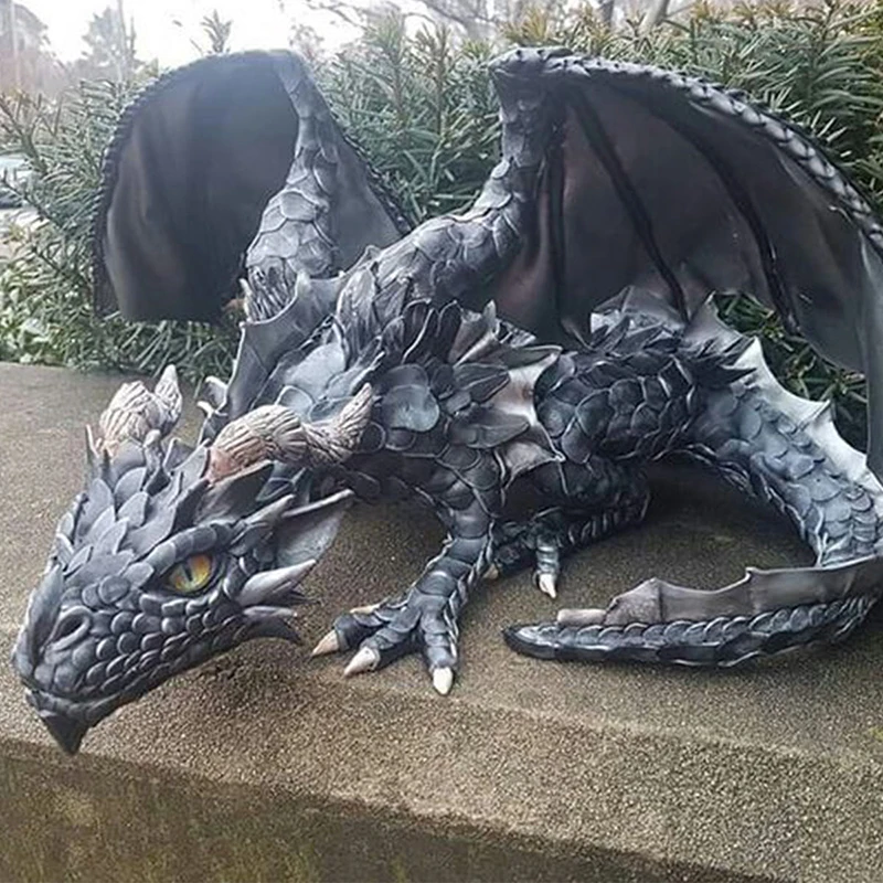 

Garden Statue Big Squatting Dragon Sculpture Dragon Guardian Resin Garden Dragon Outdoor Yard Decoration