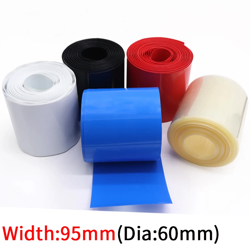 

Dia 60mm PVC Heat Shrink Tube Width 95mm Lithium Battery Insulated Film Wrap Protection Case Pack Wire Cable Sleeve Colorful
