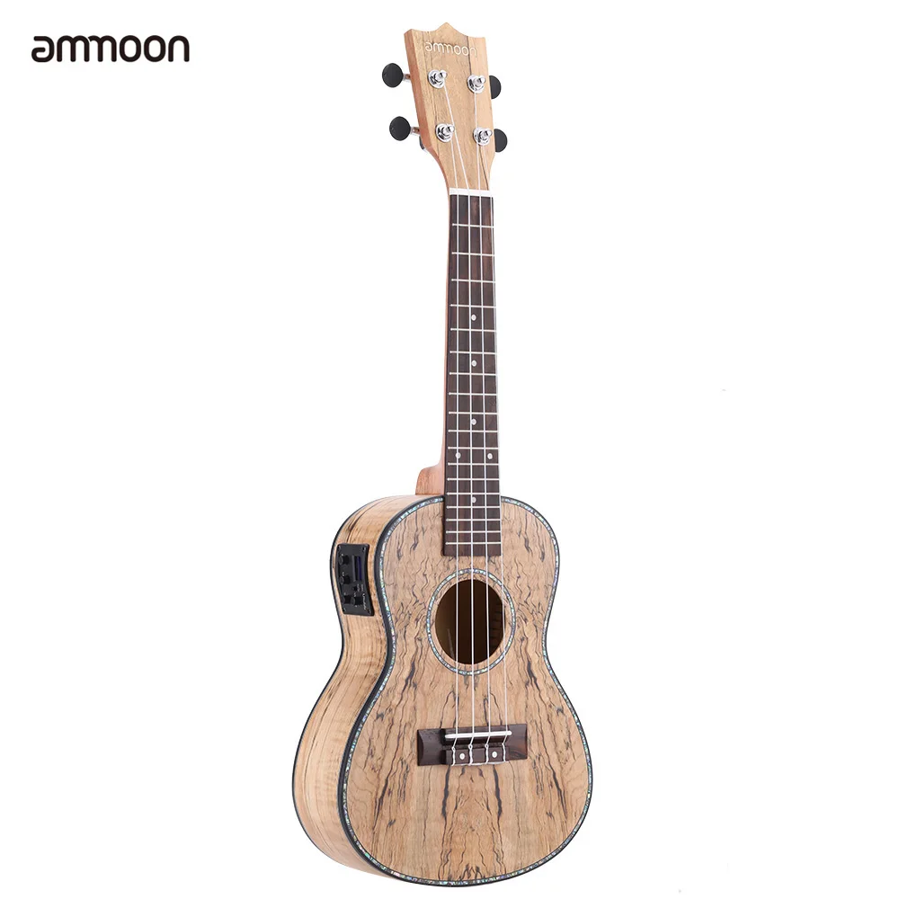 

ammoon 24'' Deadwood (Rare Material) Ukulele Hawaii Guitar with LED EQ Cowry Shell Brims OX Bone Saddle 4 Strings Instrument