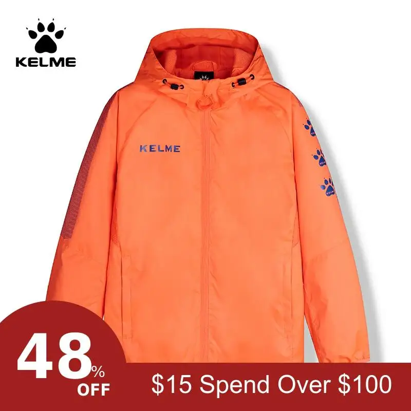 Kelme/детский плащ для занятий спортом на открытом воздухе, тренировок, футбола, баскетбола, ветрозащитная водонепроницаемая куртка с капюшоном, весна-осень 3883211