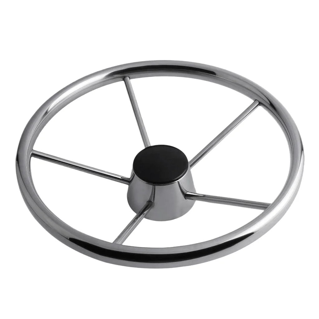 

Kayak Boat Steering Wheel 304 Stainless Steel 5 Spoke 25 Degree for Marine Yacht Water Sports Canoe Boat Wheel Replacement