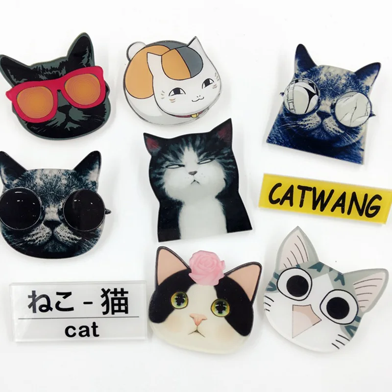

100 Pieces/Lot Acrylic Animal Cartoon Brooches Icons Pins Harajuku Cute Cat Flower Corsages Label Badges Jewelry Accessories