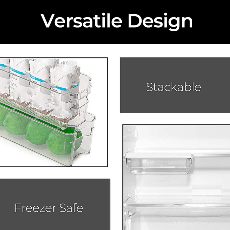 

8Pack Large Clear Plastic Food Storage Bin with Handle for Freezer, Cabinet, Fridge, Kitchen Pantry Storage
