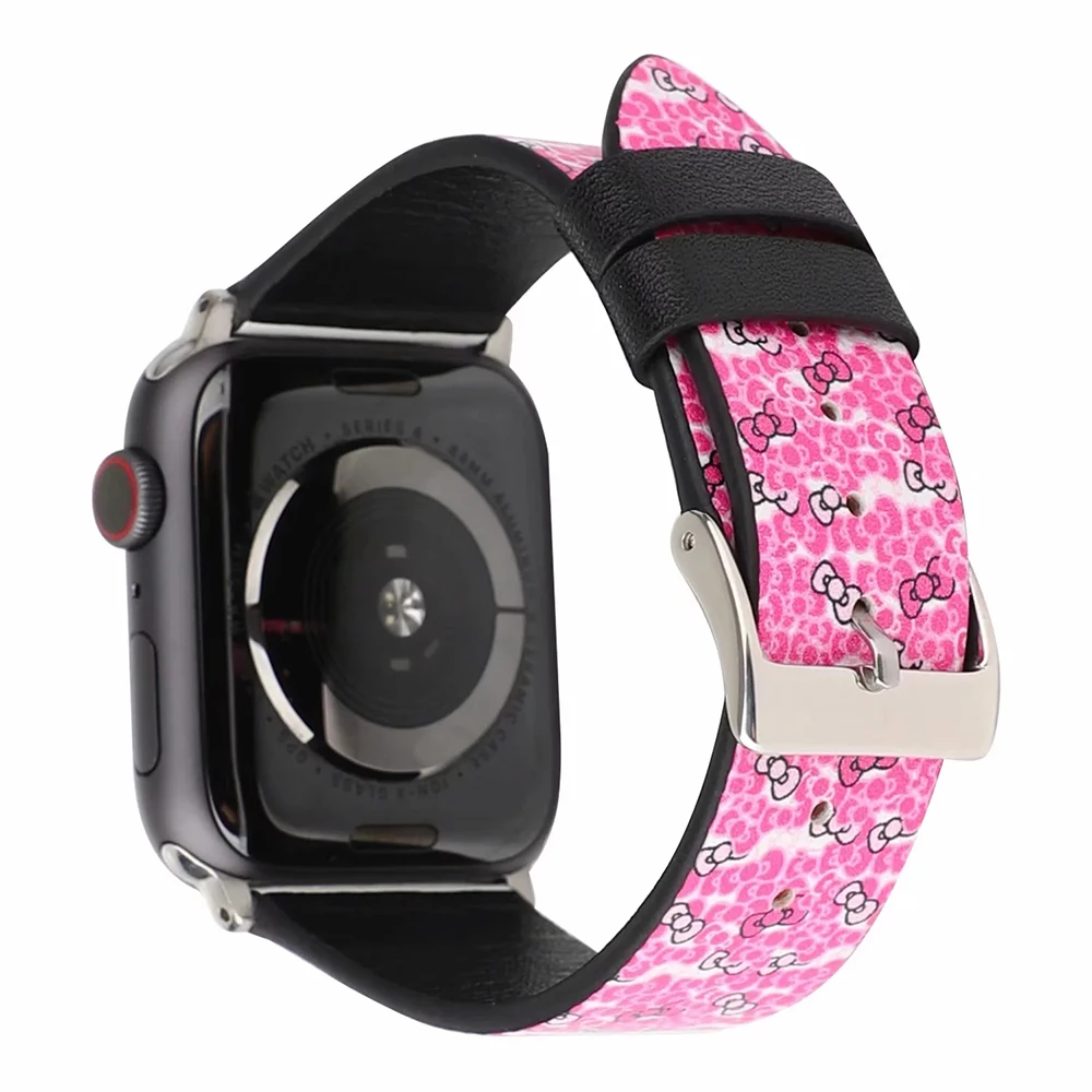 UEBN кожаный ремешок для наручных часов Apple Watch серии 1/2/3/4 ремень с Микки-Маусом Мышь «Минни Маус» с принтом в виде персонажей из мультфильма для наручных часов iWatch, 44 мм 40 мм, 38 мм, 42 мм, ремешок для часов