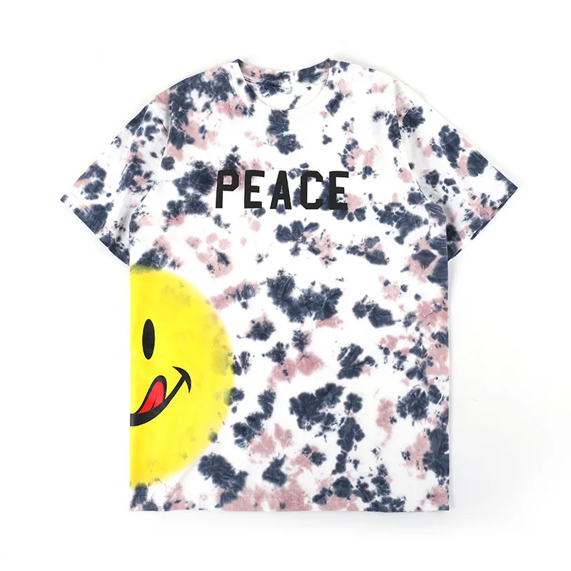 

Fgss | summer new fashion brand T-shirt smile face letter print tie dye loose short sleeve t-shirt men's wear
